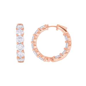 Round Diamond <b>Hinged</b> Huggie Hoop <b>Earring</b> - Product Image 2