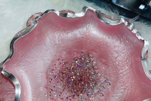 <b>Pink</b> Resin Decorative <b>Bowl</b> with Glitter Touch Handcrafted Sparkle Finish Centerpiece Tray Stylish Table Accent for Home Events - Product Image 2