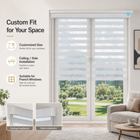 Stores zébrés électriques élégants avec télécommande intelligente pour la domotique, filtration de la lumière réglable, stores zébrés sur mesure pour fenêtres