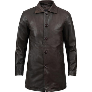 Nueva chaqueta de cuero de invierno marrón para hombre Súper elegante totalmente personalizada 100% cuello levantado Original - Product Image 1