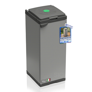 Portasacco Mobile Mono 34x38x87 cm con Pannelli in PVC e PP, Coperchio con Chiusura per Sacco, Resistente alle Intemperie - Product Image 1
