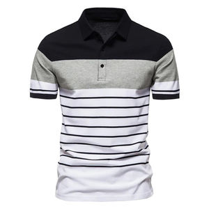 Polo informal de negocios para hombre, camiseta Polo de manga corta con estampado de rayas simples, ropa de calle a la moda, ropa de gran tamaño - Product Image 5