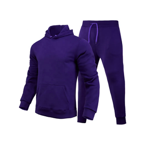 Chándales personalizados para hombre, conjunto de dos piezas de lana sólida, ropa de calle de gran tamaño, sudadera con capucha, pantalones de chándal estampados con Capucha forrada - Product Image 2