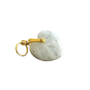 Colgante de Piedra Lunar Arcoíris Natural de 12 mm, Liso, en Plata de Ley, con Forma de Corazón Abultado, Moderno, con Baño de Rodio, Regalo para Mujer - Product Image 1