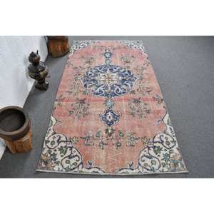 Classique Rose Bleu Patchwork Design Vintage Tapis En Laine Turque 3.9 X 7.3ft pour Décorations De Salon Y Compris Latex Voitures - Product Image 1