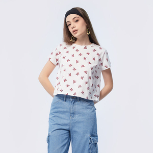 Haute qualité femmes culture t-shirts 100% coton vêtements de Yoga Slim Fit haut court respirant à manches courtes haut court t-shirts pour les femmes - Product Image 5