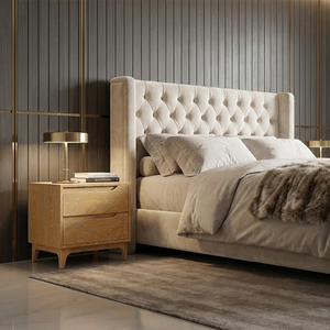 <b>BEDSIDE</b> TABLE 2 DRAWS NATURAL COLOR Eco-Friendly Modern, DESIGN DYNAMIC AND MODERN - Product Image 3