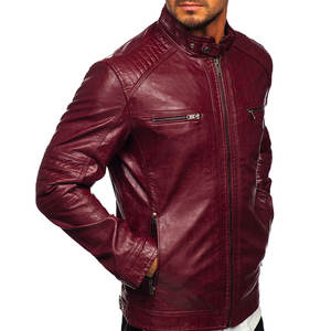 Jeunesse européenne et américaine nouvelle mode vêtements décontractés en Pu manteau chaud fermeture éclair moto veste en cuir pour hommes - Product Image 2