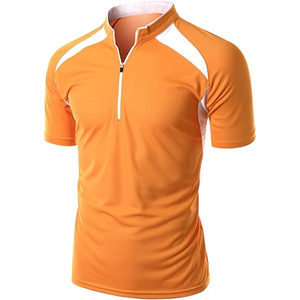 Camiseta ligera de entrenamiento de algodón orgánico 100% para hombre, camiseta de entrenamiento de gimnasio de manga corta con cuello con cremallera y diseño transpirable - Product Image 5