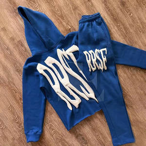 Chándal de algodón 100% de gran tamaño con estampado de farol, Sudadera con capucha, conjunto de dos piezas, entrenamiento de gimnasio de alta calidad, forro polar de invierno - Product Image 2