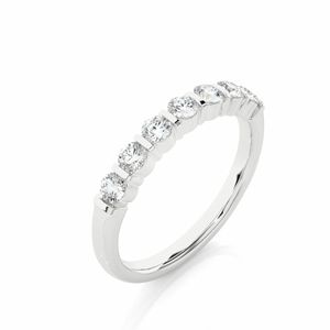 Anillo de Bodas con 7 Piedras de Diamantes de Corte Redondo en Engaste de Barra para Mujer - Product Image 5