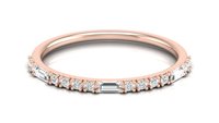 Anillo de oro rosa macizo de 14k para niña, sortija de diamante facetado redondo de 14k con 15 Lab Grown 3 Baguette 12