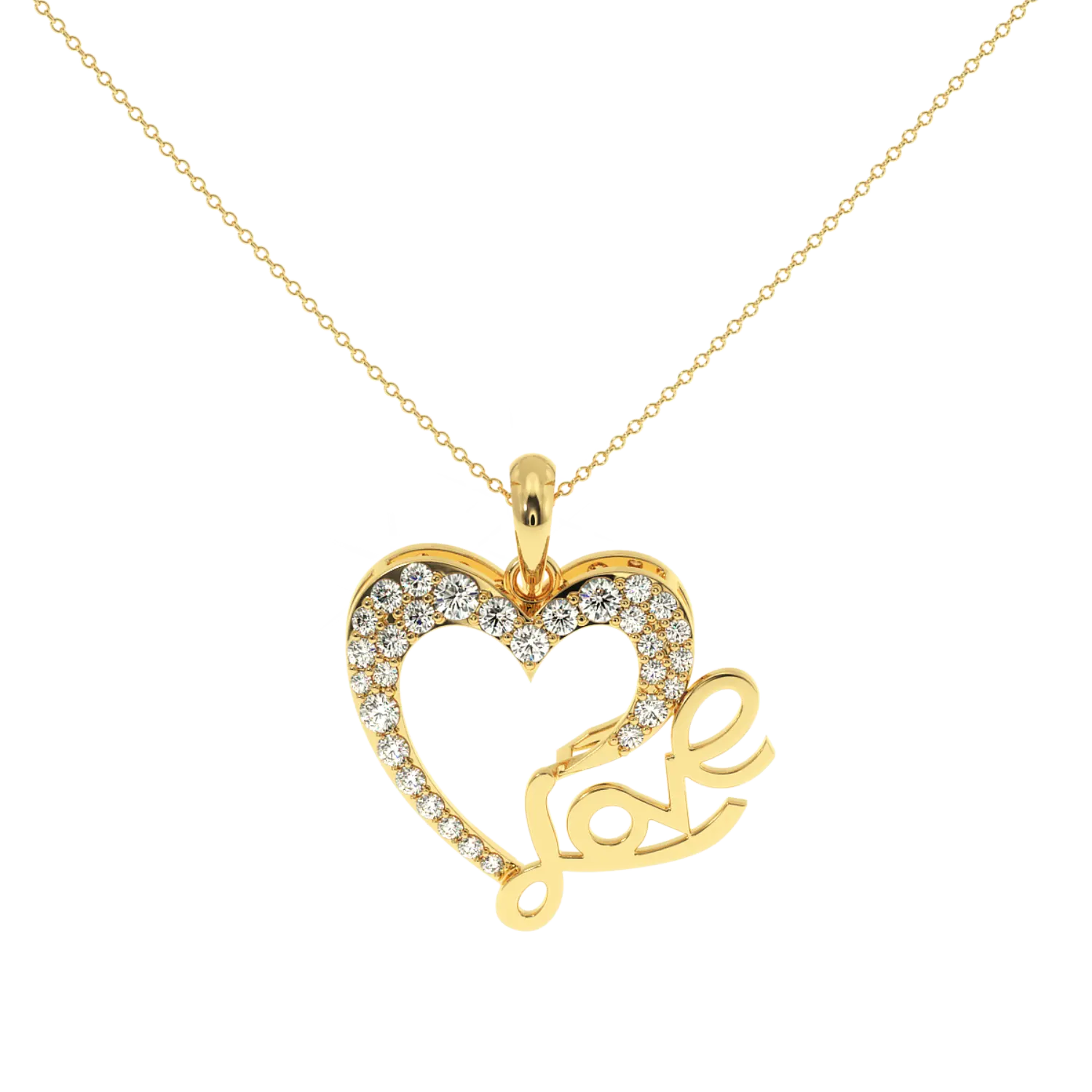 Colgante de corazón de lujo y encanto SI - H/I 14K oro amarillo amor delicado diamante colgantes de lujo corazón para amor regalo de boda para mujer