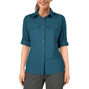 Camisas de trabajo de manga larga para mujer Logotipo personalizado Impresión Bordado Uniformes de oficina corporativa profesional Fabricante - Product Image 1