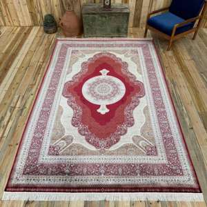 Alfombra Turca Vintage Grande de 6.4x9.9 pies (194x303 cm), Alfombra Roja a Rayas - Product Image 1