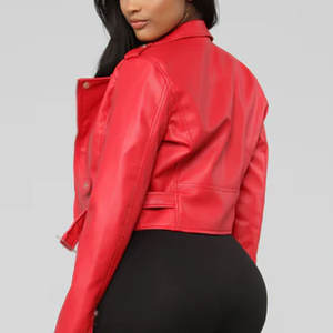 Vestes en cuir fabriquées par OEM pour femmes Vestes en cuir à la mode col montant pour femmes - Product Image 4