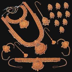 Shubham FBK0060 Pota Stone Copper Bridal <b>Jewellery</b> <b>Set</b> <b>Gold</b> Zircon Diamond for Wedding Party Gift Available White Rose <b>Gold</b> - Product Image 1