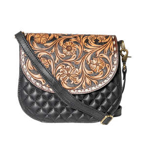 Cuir véritable Floral Mini Handtooled Bag Handcrafted Women's Bohemian Style Crossbody Messenger for Summer - Product Image 6