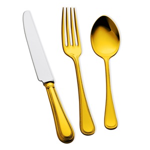 Ensemble de couverts royaux en métal de créateur luxueux fabriqué en Inde de longue durée finition argent et or pour la vaisselle de restaurants - Product Image 6