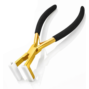 Professional Tape In Hair Extension Pliers Stainless Steel Flat Surface Tool with <b>Silicone</b> <b>Pads</b> for Salon and Wholesale Use - Product Image 1