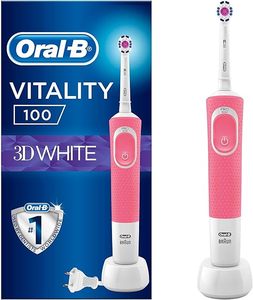 Brosse à dents électrique Oral-B Vitality 100 Cross Action avec écran LED intelligent, rechargeable, pour adultes et familles, parfum fraise - Product Image 1