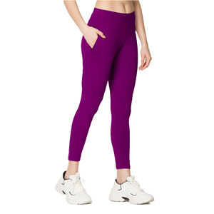 Pantalones de Yoga de cintura alta para mujer, bolsillos laterales dobles, mallas deportivas de punto transpirables para Fitness, logotipo personalizado de alta elasticidad - Product Image 2