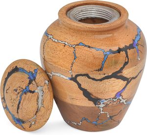 <b>Wooden</b> Cremation <b>Urn</b> <b>for</b> Human <b>Ashes</b> Adult Male & Female Handmade Mango Wood & Epoxy Resin Decorative Burial Memorial <b>Urn</b> - Product Image 1