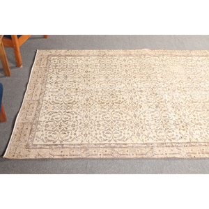 พรมวินเทจขนาด 4.7x7.9 ฟุต, พรมตุรกี, พรมลายเรขาคณิตสีเบจ - Product Image 4