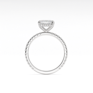 Anillo de Compromiso de Oro Blanco de 14K con Esmeralda de 1.98 Quilates, Halo Oculto, Diseño Artesanal de Lujo para Novia - Product Image 1