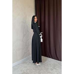 Robe de soirée noire plissée en gros - Product Image 2