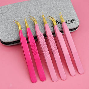 Hot Selling Fiber Tip Eyelash Extension Tweezer Long Tip Boot Volume Diamond Grip Non Slip Individual Lash Application <b>Tool</b> - Product Image 4