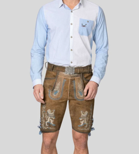 2025 New Arrival Bavarian Style <b>Men's</b> High Quality Goat Suede Leather Lederhosen <b>Slim</b> Fit Mid Quick Dry Breathable Pockets-for - Product Image 5