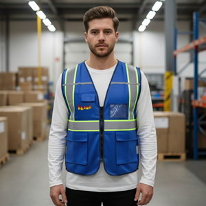 Chaleco de Seguridad Reflectante de Alta Visibilidad con Múltiples Bolsillos, LED Intermitente, Impermeable, de Malla, Clase 2 ANSI, con Logotipo Personalizado, Talla M, para Ingeniero de Seguridad - Product Image 1