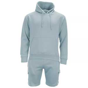 Conjunto de chándal para hombre Pantalones cortos de carga deportivos informales con Sudadera con capucha lisa - Product Image 2