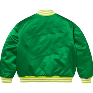 Chaqueta Varsity de Satén Personalizada para Hombre con Logotipo, Cuello Alto, Estilo Urbano, Impermeable, Resistente al Viento y Transpirable - Product Image 2