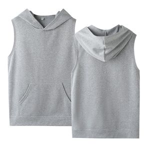 OEM logotipo personalizado de alta calidad de algodón y poliéster elegante Streetwear de los hombres de invierno sin mangas sudaderas con capucha de talla grande esencial gran oferta - Product Image 1