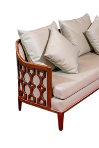 Sofá de cuero de madera de fresno de 2 plazas directo de fábrica, muebles decorativos para sala de estar, marco de madera de Fresno, asiento de cuero para hoteles y villas - Product Image 5