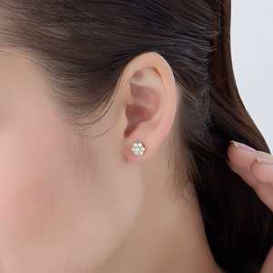 92.5 <b>Silver</b> <b>Stud</b> <b>Earrings</b> with Flower Design for Wedding Occasions - Product Image 2