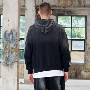 420gsm Peso pesado 100% Algodón Manga larga Oversized Washed Loose Hoodie Vintage Batik Do Old for Man Hoodies - Product Image 3