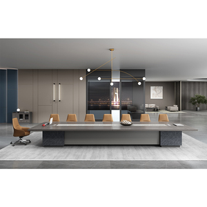 Modern minimalist boardroom table <b>Large</b> luxury executive <b>desk</b> Modular team workstation Aluminum legs conference table - Product Image 1