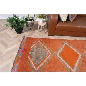 Alfombra Turca Vintage Herki Runner de 2.9x10 pies, Alfombra Naranja del Suroeste de Estados Unidos, de Lana - Product Image 2