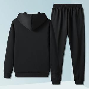 Venta al por mayor bordado de punto transpirable 100% algodón Sudadera con capucha y pantalones conjunto para hombres OEM personalizado chándal de dos piezas ropa casual - Product Image 5