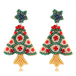 Pendientes de bola de árbol de Navidad Pendientes de árbol caprichosos Joyería temática de vacaciones Pendientes de campana de árbol de Navidad - Product Image 2