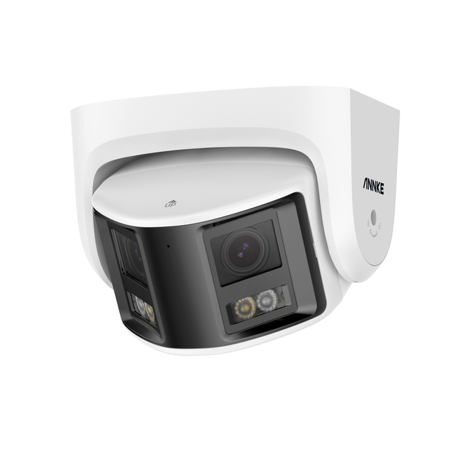 ANNKE 4K(8MP) Network Turret Camera Dual Lens Panoramic FOV 180 with Two Way Audio, Color Night CCTV Camera