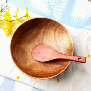 Bol en ACACIA naturel 100%, bol de service pour fruits, salade, accessoires décoratifs DESIGN VINTAGE artisanat vietnamien - Product Image 6