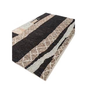 พรมขนสัตว์ถักมือสีเบจและสีน้ำตาลลายแบบนามธรรมสำหรับห้องนั่งเล่น ทางเข้าบ้าน และห้องนอน-Skwl-729 - Product Image 2