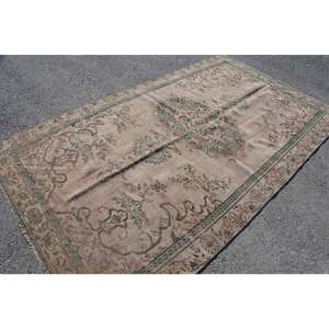 Tapis Vintage en Laine Beige Vert Patchwork Design Grand Rectangle de 5.5X9.4 pieds Style Classique pour Entrée Couloir Peluche Latex - Product Image 2