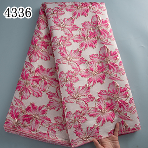 Tissu en dentelle jacquard brocart africain orange 4336, tissu en dentelle française damassée, tissu en dentelle nigériane pour robes de mariée et couture pour femmes - Product Image 3