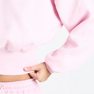 Sweat à capuche court léger pour femme avec ourlet côtelé et manches longues, matière respirante pour l'extérieur, service OEM 2026 - Product Image 4