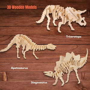 Montessori <strong>Learning</strong> <strong>DIY</strong> <strong>Toy</strong> 3D Wooden Dinosaur Triceratops Skeleton Puzzle Educational Gift for 5 to 7 Years - Product Image 6